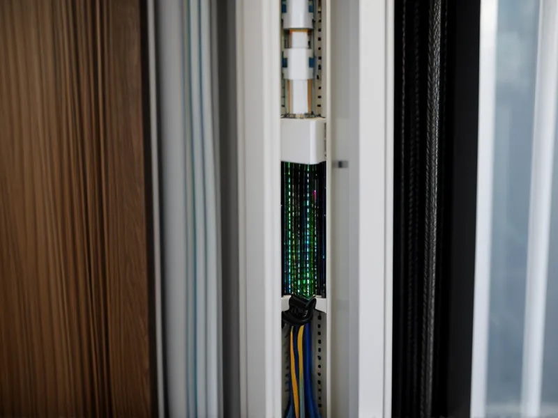 Close-up of a fiber optic cable connected to a modern home internet gateway.