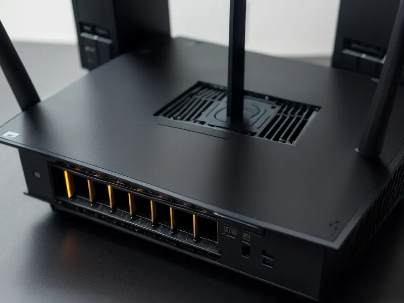 Close-up of an ethernet cable plugged into a modern home router.