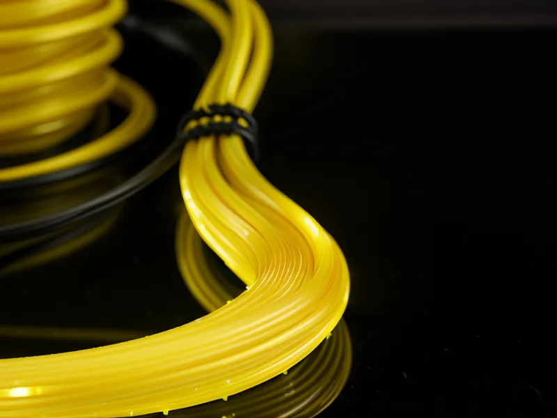 Close-up of a fiber optic cable connecting to a home router.