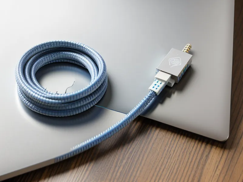 Close-up of an ethernet cable being connected to a laptop for a stable internet connection