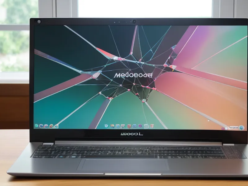 Laptop screen displaying a speed test with symmetrical fiber internet results