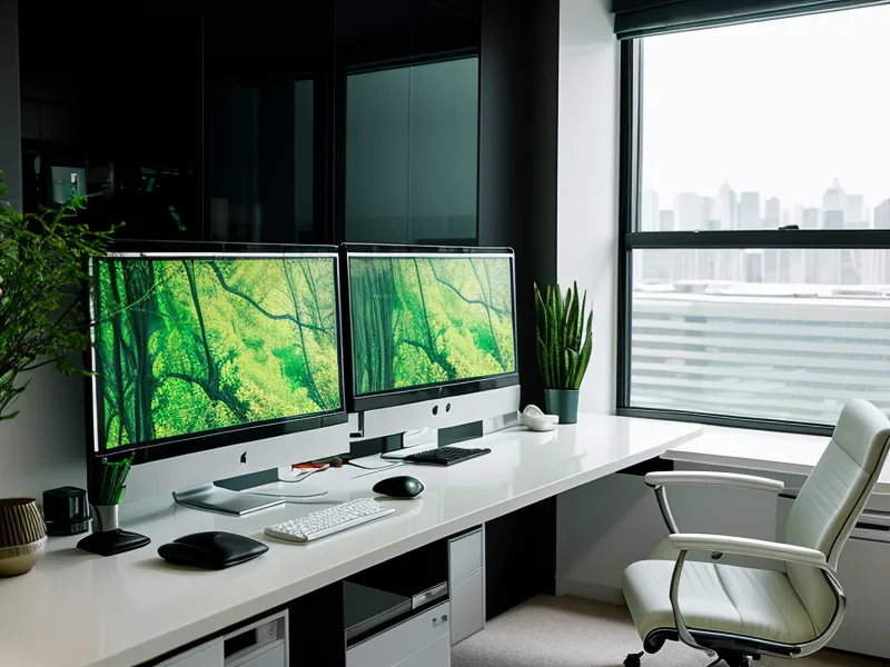 A remote consultant's home office setup during a video call.