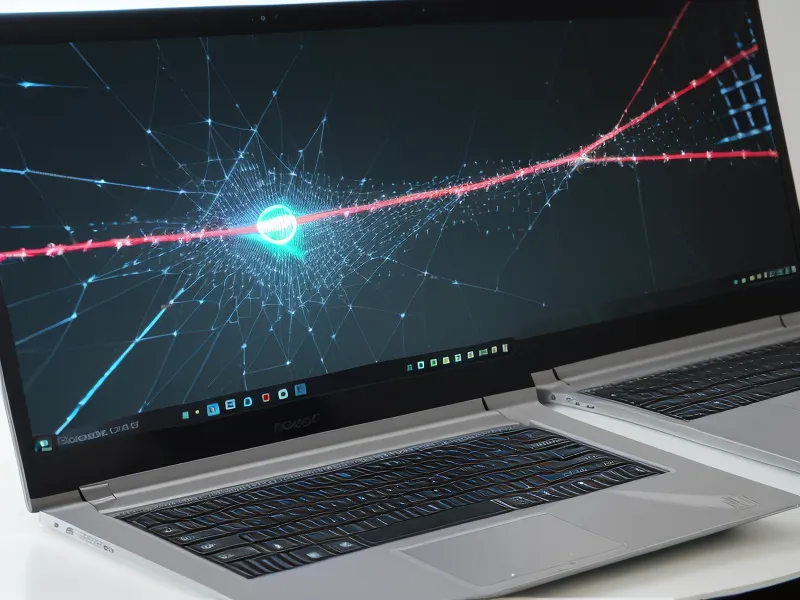 Laptop screen displaying a network failover event during an internet speed test.
